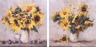 Melrose International Sunflower Vase Canvas Wall Art 32L (Set of 2) - Yellow, Brown