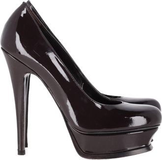 Saint Laurent Pre-owned Womens Tribute Platform Pumps in Plum Patent Leather - Violet - Size EU 36