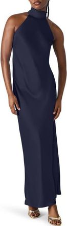 Steve Madden Lara Satin Bias Cut Maxi Dress in Marine at Nordstrom, Size X-Large