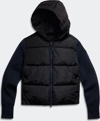 Canada Goose Chandail &agrave; capuchon en tricot matelass&eacute; large HyBridgeMD, Tonal Disc (Femmes, Burnt Vermillion, TP)