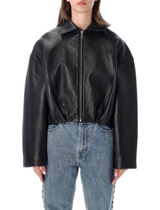 Rotate Bonded Boxy Leather Oversized Jacket