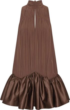 Rotate Gathered Mini Dress - Dames - Feestkleedjes - Bruin - XS - Kleedjes