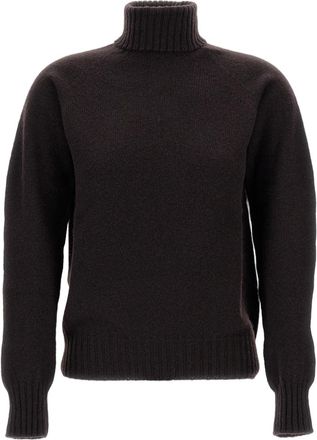Drumohr Flat-Knit Wool Turtleneck Sweater with Ribbed Detailing