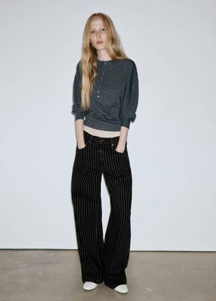 Mango Jeans balloon righe black denim - Donna - 36 - MANGO
