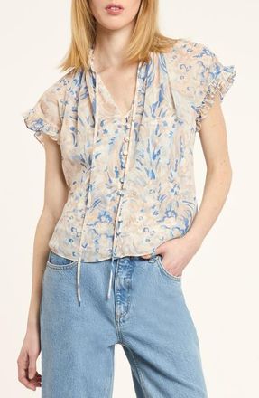 Cinq &agrave; Sept Jenise Daisy Swirl Top in Neutral Multi at Nordstrom, Size X-Small