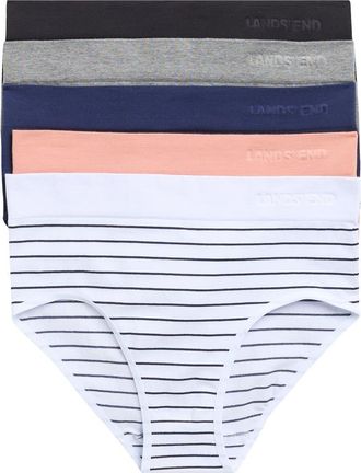 Lands End 5-Pack Cotton Comfort Seamless Bikini Briefs in White Stripe Pack at Nordstrom Rack, Size X-Large