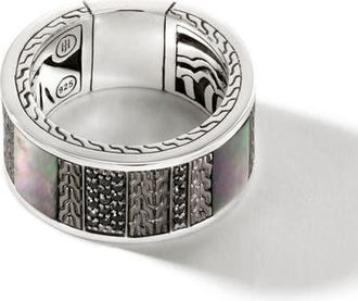 John Hardy Classic Chain Mixed Stone Band Ring in Black at Nordstrom, Size 11