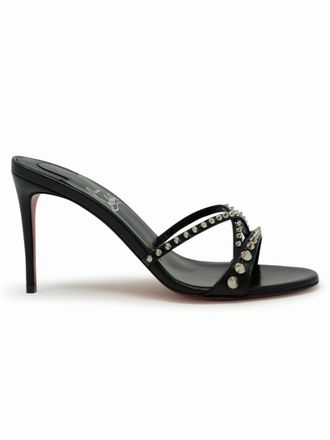 Christian Louboutin black Leather Spikes Tatoosh 85 Mules