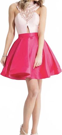 Rachel Allan Formal Cocktail Dress In Blush/fuchsia