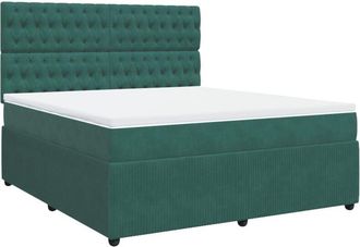 vidaXL Vidaxl - Cama Box Spring Con Colch&oacute;n Terciopelo Verde Oscuro 180x200 Cm