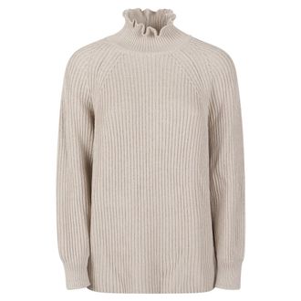Max Mara Ruffled Turtleneck Jumper - female - Max Mara - Turtlenecks - Gray - M - Knitwear
