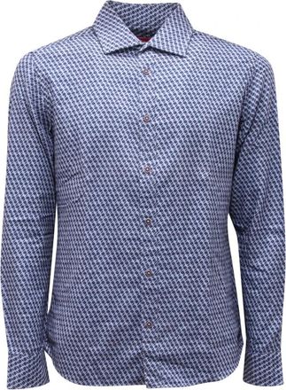 Altea Abstract Chevron Shirt Model 1564115/02R - Heren - Casual Overhemden - Blauw - M - Overhemden