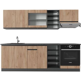 Vicco Mueble De Cocina R-line, Oro Power Roble/antracita, 240 Cm, Et Antracita