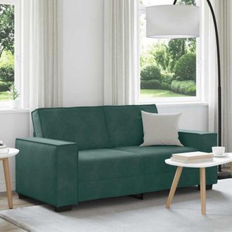 vidaXL Sof&aacute; De 2 Plazas De Terciopelo Verde Oscuro 140 Cm Vidaxl