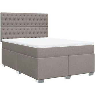 vidaXL Vidaxl - Cama Box Spring Con Colch&oacute;n Tela Gris Taupe 160x200 Cm