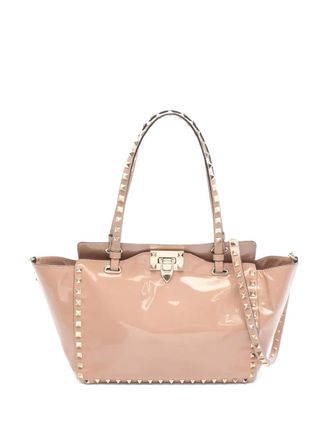 Valentino Garavani 2000s medium Rockstud tote bag - women - Patent Calf Leather/Brass - One Size - Neutrals