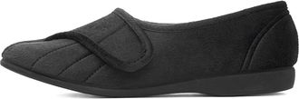 GBS Audrey Womens Black Easy Fasten Slippers - Size 5 UK - Black