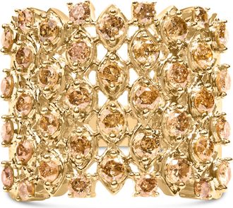House of Brilliance 10K Yellow Gold 2.0 Cttw Brown Diamond Mesh Link Cocktail Ring