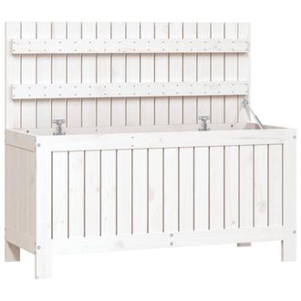 Berkfield Home Garden Storage Box White 108x42.5x54 cm Solid Wood Pine