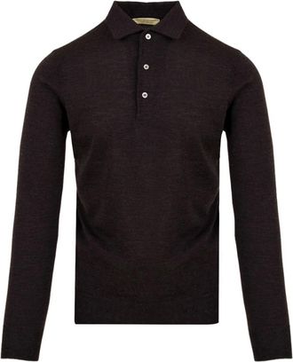 FILIPPO DE LAURENTIIS Tops, Heren, Bruin, S, Wol, Royal Merino Polo