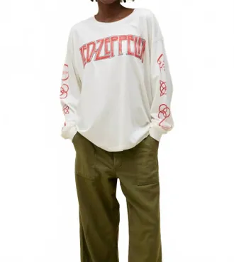 Daydreamer Led Zeppelin Four Symbols Long Sleeve Top In Vintage White