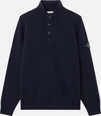Stone Island Mens Half Zip Lambswool Navy Knitwear Jumper - Size: 42