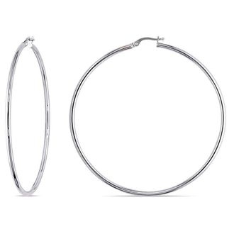 Amour 65 Mm Hoop Earrings In 10K White Gold