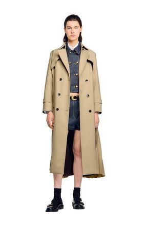 Sandro Belted double-breasted trench in Beige at Nordstrom, Size 42 Eu
