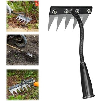 OEM Rastrillo Desmalezador Berthaus De 5 P&uacute;as, Herramienta Con Mango, Rastrillo De Jard&iacute;n De Metal Resistente, Rastrillo Berthaus Para Desmalezar/aflojar/