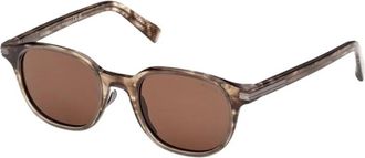 Ermenegildo Zegna Ez 0285 50E Zonnebril - Heren - Zonnebrillen - Bruin - 50 MM - Accessoires