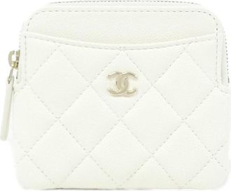 Chanel White Grained Calfskin Coin Purse/Coin Case (Pre-Owned)