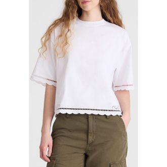 Madewell Allday Embroidered Boxy Crop T-Shirt in White at Nordstrom, Size Xx-Large