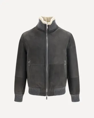 Brunello Cucinelli Shearling Jacket with zip and high neck Male M
