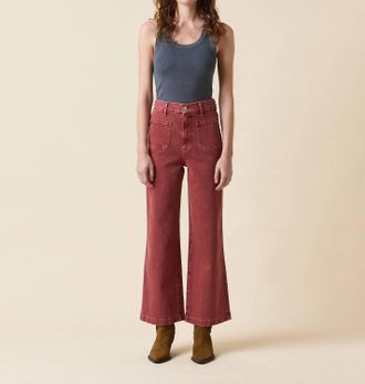 LE JEAN Virginia Wide Leg Ankle Jeans In Sandwashed Spiced