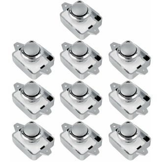 OEM 10 Piezas De Cerraduras De Bot&oacute;n Pulsador Sa Para Cajones, Armarios Y Puertas De Autocaravanas, Furgonetas Camper Y Caravanas (plata, 10 Piezas)