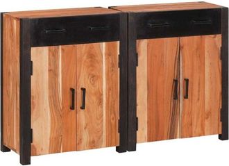 vidaXL Sideboard 2 pcs Brown 110 x 30 x 75 cm Solid Acacia wood vidaXL