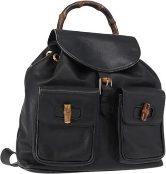 Gucci Pre-owned Vintage Rugzak - Dames - Vintage Rugzakken - Zwart - ONE Size - Leer - Vintage
