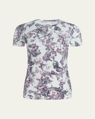 L'agence Ressi Short-Sleeve Butterfly Vine Tee