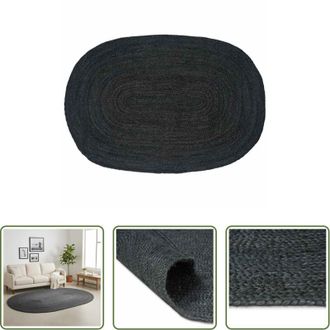 vidaXL Tappeto in juta - Tappeti per area Ovale Nero 100 x 152 cm Juta