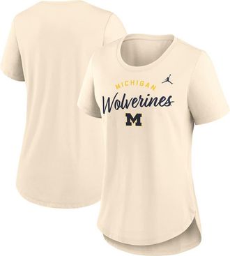 Jordan Brand Womens Jordan Brand Cream Michigan Wolverines Script Logo Tri-Blend T-Shirt at Nordstrom, Size Medium