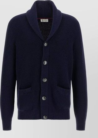 Brunello Cucinelli cotton english rib shawl neck cardigan