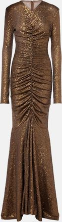 Norma Kamali Sequined ruched gown