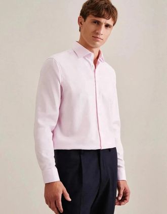 Seidensticker Seidensticker Mens Regular Fit No Iron New Kent Structured Business Shirt Pink - Size: 40/Regular
