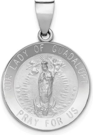 Diamond2Deal 14K White Gold Lady of Guadalupe Medal Hollow Pendant
