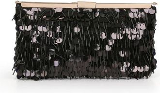 Badgley Mischka Briar Mixed Sequin Hinged Frame Clutch in Black at Nordstrom, Size Small