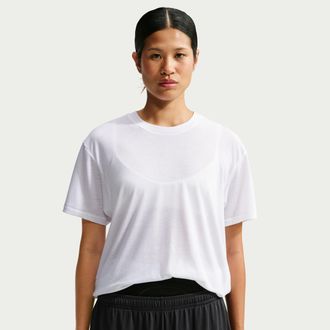 Nike Womens SKIMS Performance Cotton Blend Oversized Short-Sleeve Top in White | IW1149-125