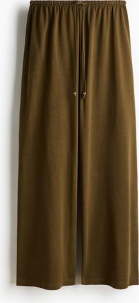 H&M Baumwollhose mit Kordelzug - Dunkles Khakigr&uuml;n