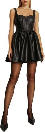 Bardot Savoy Sleeveless Faux Leather Minidress in Black at Nordstrom, Size 12
