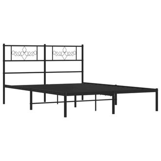 Berkfield Home Metal Bed Frame with Headboard Black 160x200 cm