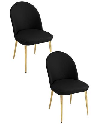 Pangea Home Vera Set of 2 Black & Gold Side/Dining Chairs